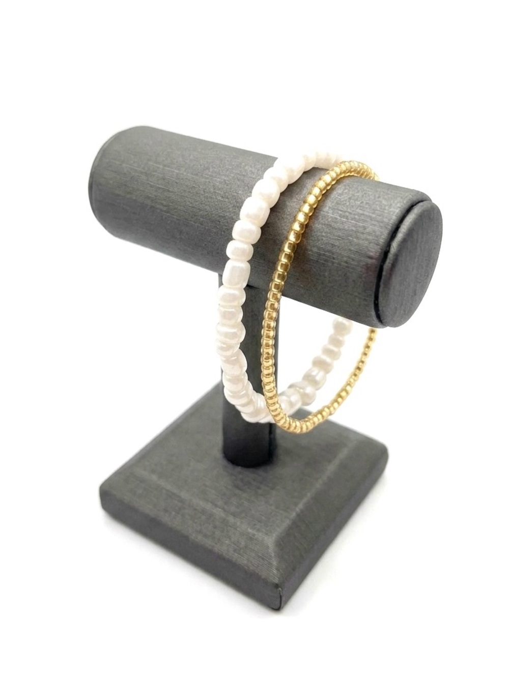 New Unisex Gold & Iridescent Handmade Artisan Beaded Stretchy Bracelets